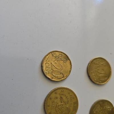 Euro Currency Lot – €25.91 Total with coin book - coin wrappers - and coin mounts