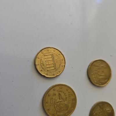 Euro Currency Lot – €25.91 Total with coin book - coin wrappers - and coin mounts
