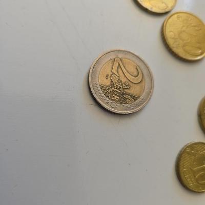 Euro Currency Lot – €25.91 Total with coin book - coin wrappers - and coin mounts