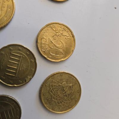 Euro Currency Lot – €25.91 Total with coin book - coin wrappers - and coin mounts