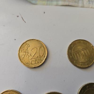 Euro Currency Lot – €25.91 Total with coin book - coin wrappers - and coin mounts