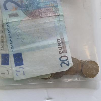Euro Currency Lot – €25.91 Total with coin book - coin wrappers - and coin mounts