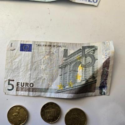 Euro Currency Lot – €25.91 Total with coin book - coin wrappers - and coin mounts