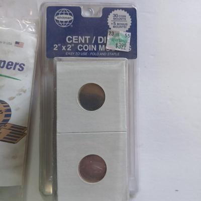 Euro Currency Lot – €25.91 Total with coin book - coin wrappers - and coin mounts