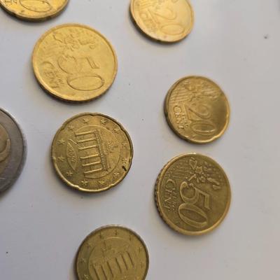 Euro Currency Lot – €25.91 Total with coin book - coin wrappers - and coin mounts