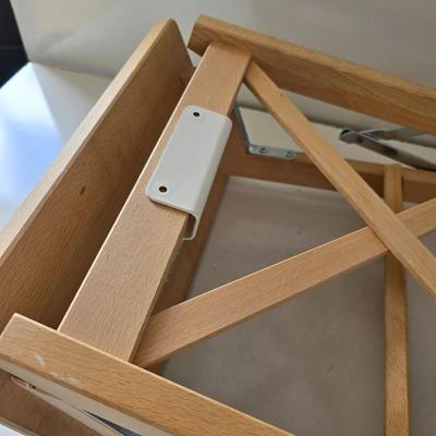 Wooden Folding Step Stool – 2-Step A-Frame Ladder with wall mount hanging storage