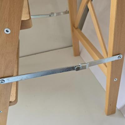 Wooden Folding Step Stool – 2-Step A-Frame Ladder with wall mount hanging storage