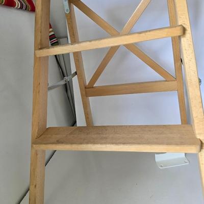 Wooden Folding Step Stool – 2-Step A-Frame Ladder with wall mount hanging storage