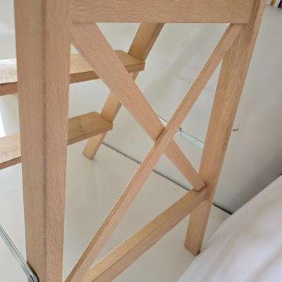 Wooden Folding Step Stool – 2-Step A-Frame Ladder with wall mount hanging storage