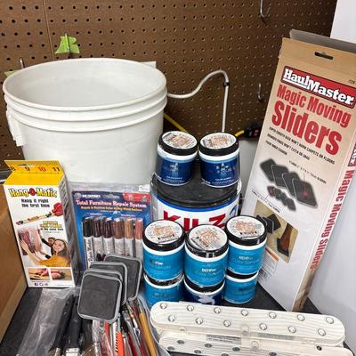 Kilz2 primer, sample paints, furniture movers, etc