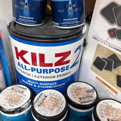 Kilz2 primer, sample paints, furniture movers, etc