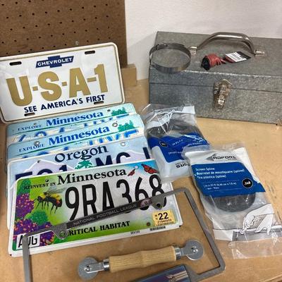 Metal tool box & license plates