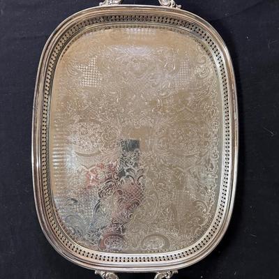 Silverplate pierced sides tray