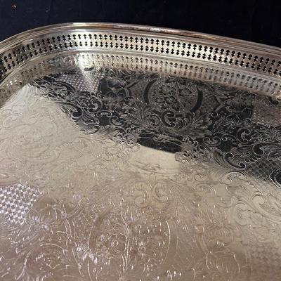 Silverplate pierced sides tray