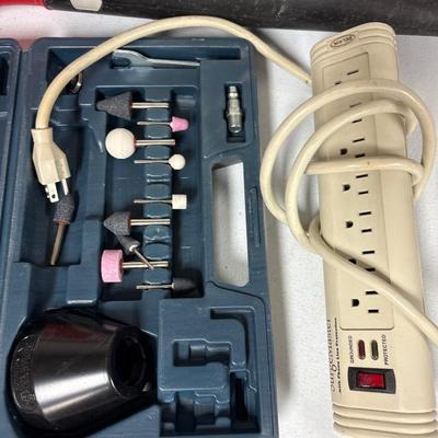 Electric leaf blower, Thermoflex (partial) and Dremel accessories