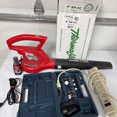 Electric leaf blower, Thermoflex (partial) and Dremel accessories