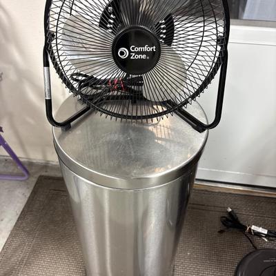 Trash can, 2 fans, air compressor for car