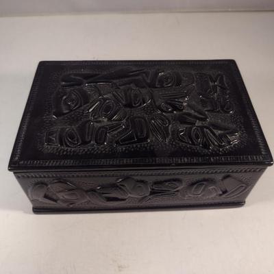 Decorative Composite/Resin Storage Box- Approx 7 1/4" x 4 3/4" x 2 3/4" Tall