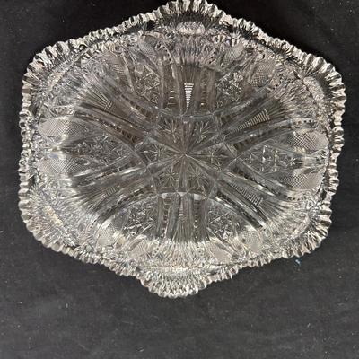 American Brilliant cut glass serving dish