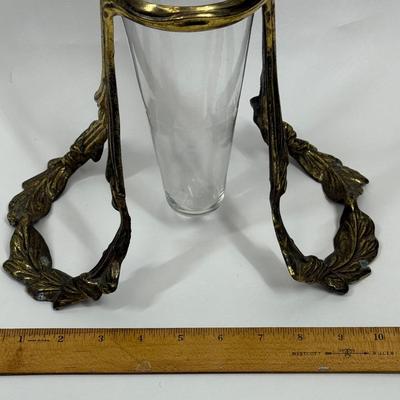 Vintage Bombay Co. 1990 Epergne Floating Glass Vase in Brass Holder