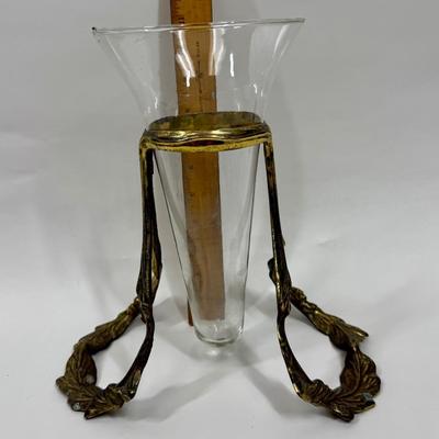 Vintage Bombay Co. 1990 Epergne Floating Glass Vase in Brass Holder