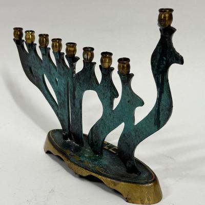 Vintage Brass menorah bird shape Made In israel by Oppenheim Hanukkah Judaica