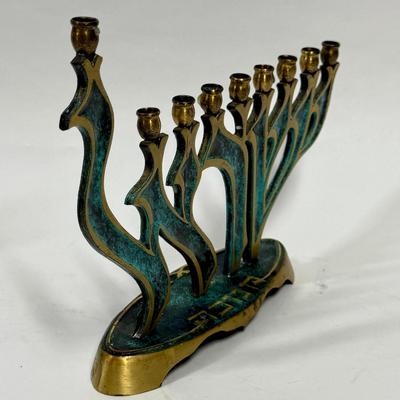 Vintage Brass menorah bird shape Made In israel by Oppenheim Hanukkah Judaica