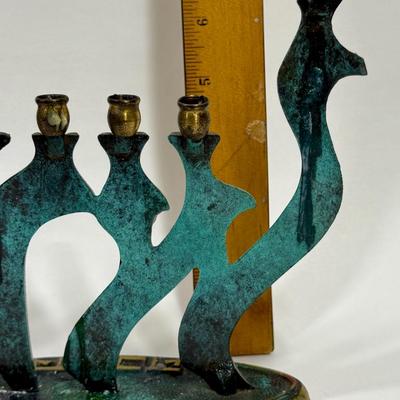 Vintage Brass menorah bird shape Made In israel by Oppenheim Hanukkah Judaica