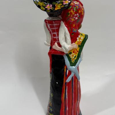 Family Man Woman Child Figurine Statue Ceramic Plaster Painted