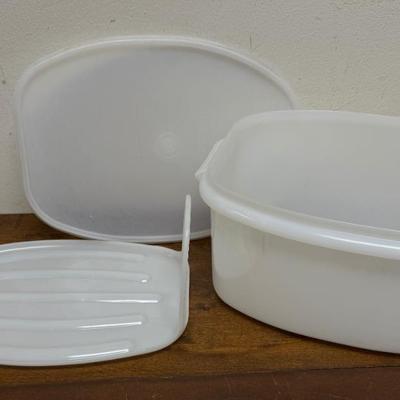 Vintage Tupperware Roast Flavor Saver Set Ham Turkey Keeper White #487 plus Insert