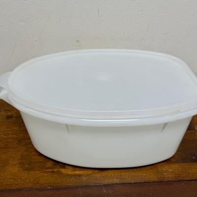 Vintage Tupperware Roast Flavor Saver Set Ham Turkey Keeper White #487 plus Insert