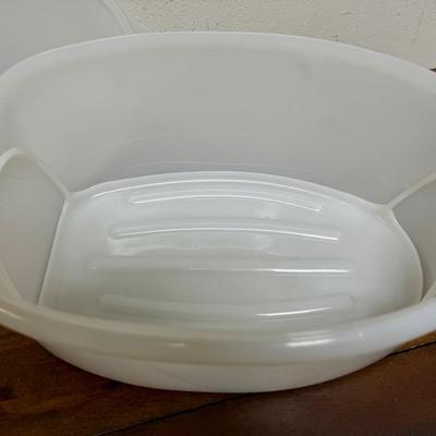 Vintage Tupperware Roast Flavor Saver Set Ham Turkey Keeper White #487 plus Insert