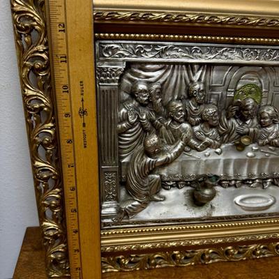 Antique Metal Relief The Last Supper Ultima Cena de Jesus 3D Art Work 19""X15"