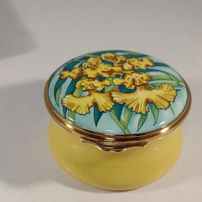 Limited Edition Toye Kenning & Spencer English Enamel Hinged Box- Bahamian Wild Orchid- Number 119/200- Approx 2 1/4" Wide
