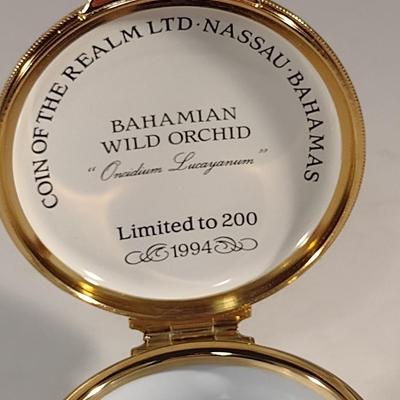 Limited Edition Toye Kenning & Spencer English Enamel Hinged Box- Bahamian Wild Orchid- Number 119/200- Approx 2 1/4" Wide