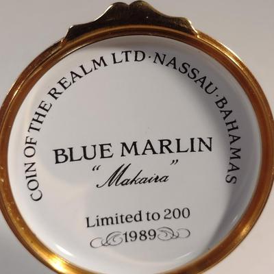 Limited Edition Toye Kenning & Spencer English Enamel Hinged Box- Blue Marlin- Number 38/200- Approx 2 1/4" Wide