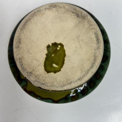 MCM Planter Vase Vintage 70's Painted Hand-thrown Pottery Green Blue drip glaze
