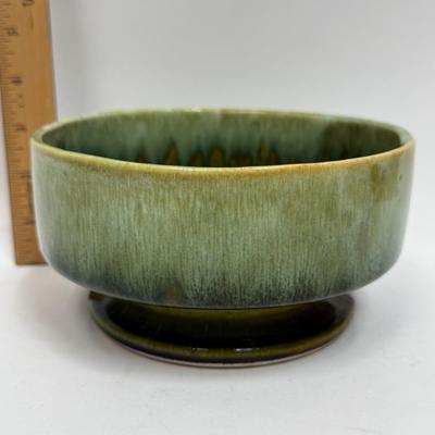 MCM Planter Vase Vintage 70's Painted Hand-thrown Pottery Green Blue drip glaze