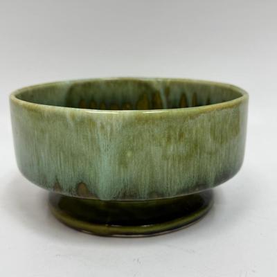 MCM Planter Vase Vintage 70's Painted Hand-thrown Pottery Green Blue drip glaze