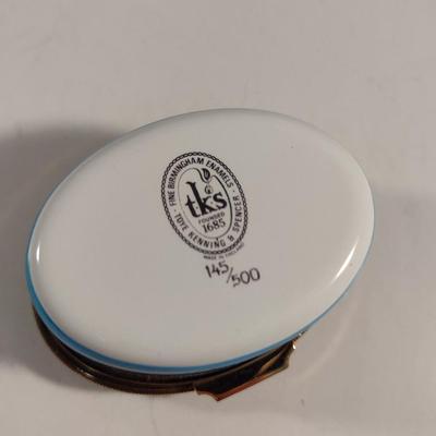 Limited Edition Toye Kenning & Spencer English Enamel Hinged Oval Box- First Landfall in the New World- Number 145/500
