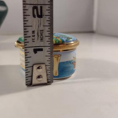 Limited Edition Toye Kenning & Spencer English Enamel Hinged Oval Box- First Landfall in the New World- Number 145/500