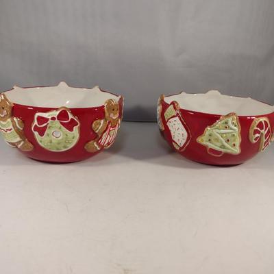 St. Nicholas Square Christmas Design Porcelain Bowls- Three Pieces
