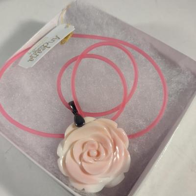 Fashion Jewelry- Anne Klein Flower Pin and Andeana Designs Conch Shell Rose Pendant