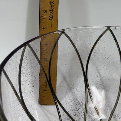 Sale Photo Thumbnail #226: Good condition, there is a bit of tarnish in several places on the metalwork. Large bowl, approx. 10'' diameter. No chips or cracks.