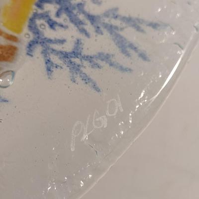 Decorative Fused Glass Plate- Shell Pattern- Approx 10 3/4" in Diameter