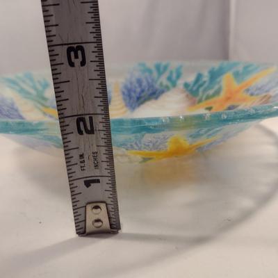 Decorative Fused Glass Plate- Shell Pattern- Approx 10 3/4" in Diameter