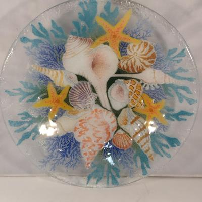 Decorative Fused Glass Plate- Shell Pattern- Approx 10 3/4" in Diameter