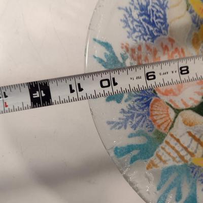 Decorative Fused Glass Plate- Shell Pattern- Approx 10 3/4" in Diameter