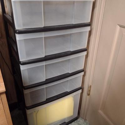Plastic Five Drawer Organizer- Approx 15 1/2" x 16" x 38 1/4" Tall