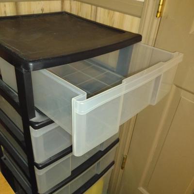 Plastic Five Drawer Organizer- Approx 15 1/2" x 16" x 38 1/4" Tall